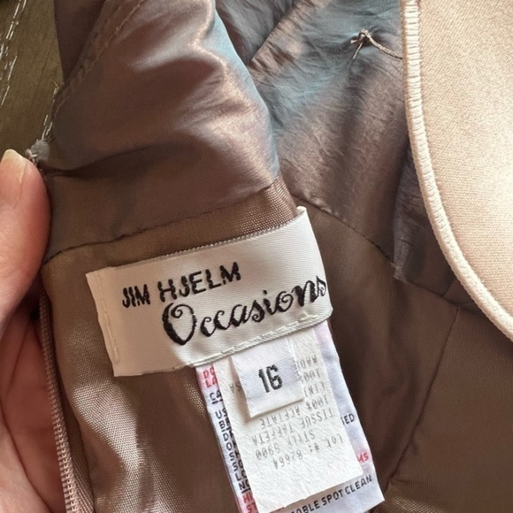 Jim Hjelm Occasions Taffeta Prom, Bridesmaid Grayish Blue and Rose Gold Dress - Picture 14 of 16